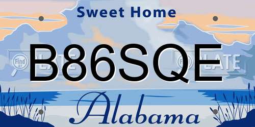 B86SQE Alabama License Plate