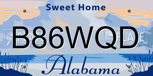 B86WQD Alabama License Plate