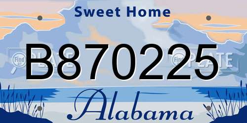 B870225 Alabama License Plate
