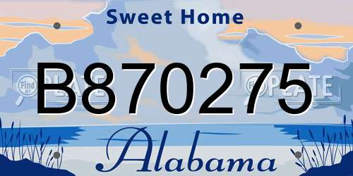 B870275 Alabama License Plate