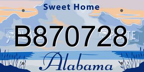 B870728 Alabama License Plate