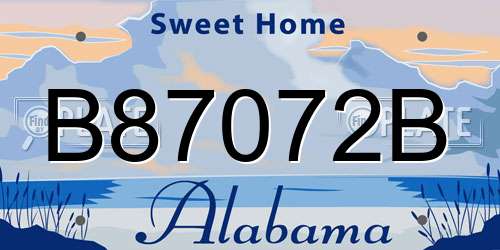 B87072B Alabama License Plate