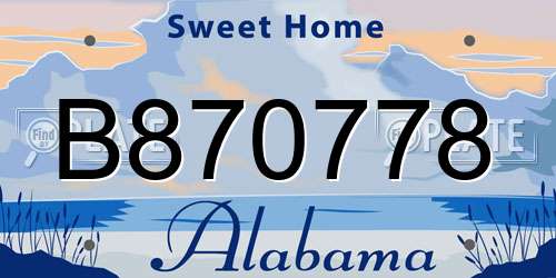 B870778 Alabama License Plate