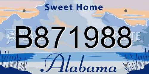 B871988 Alabama License Plate