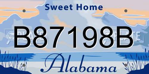 B87198B Alabama License Plate