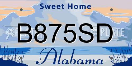 B875SD Alabama License Plate