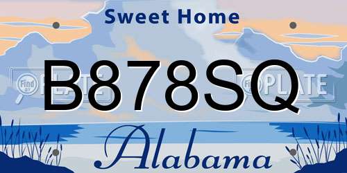 B878SQ Alabama License Plate