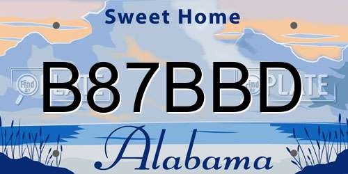 B87BBD Alabama License Plate