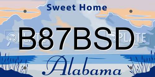 B87BSD Alabama License Plate