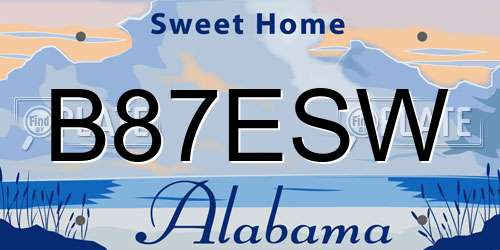 B87ESW Alabama License Plate