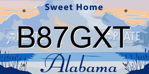 B87GXT Alabama License Plate