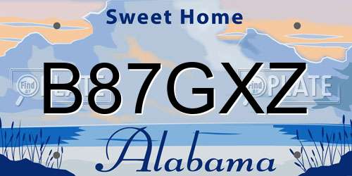 B87GXZ Alabama License Plate