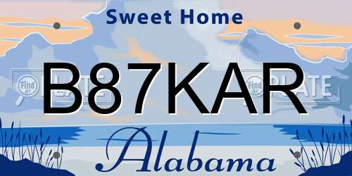 B87KAR Alabama License Plate
