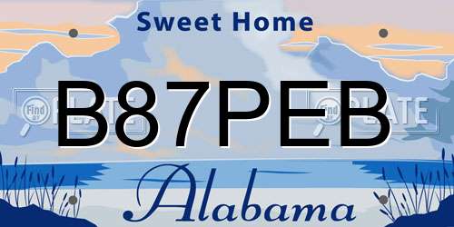 B87PEB Alabama License Plate