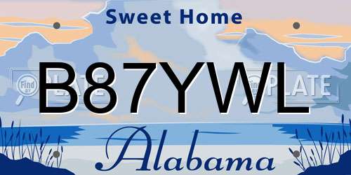 B87YWL Alabama License Plate