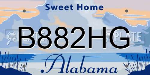 B882HG Alabama License Plate