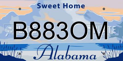 B883OM Alabama License Plate