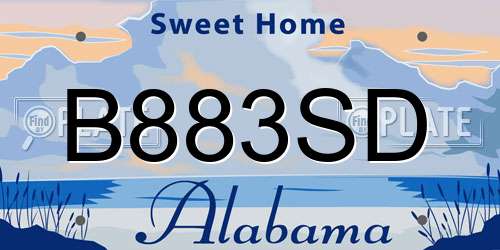 B883SD Alabama License Plate