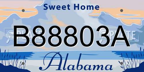 B88803A Alabama License Plate