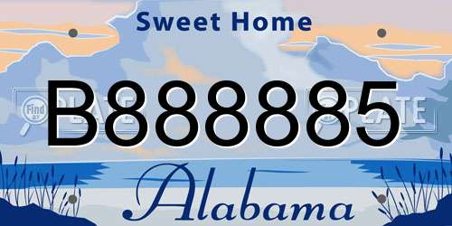 B888885 Alabama License Plate