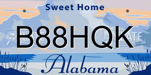 B88HQK Alabama License Plate
