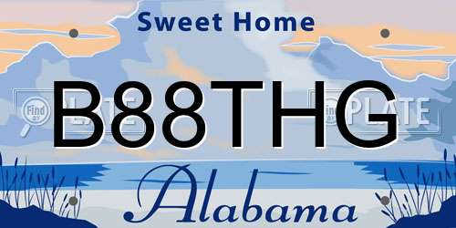B88THG Alabama License Plate