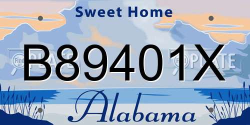 B89401X Alabama License Plate