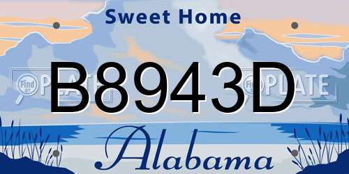 B8943D Alabama License Plate