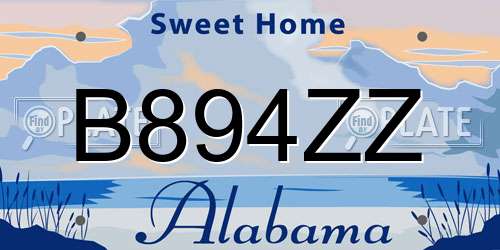 B894ZZ Alabama License Plate
