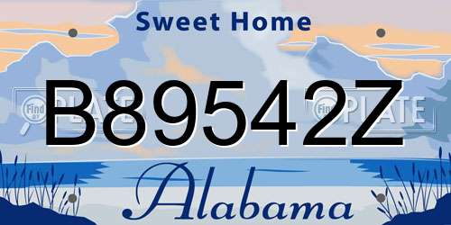 B89542Z Alabama License Plate