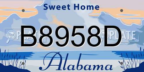 B8958D Alabama License Plate