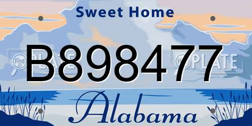 B898477 Alabama License Plate