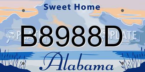 B8988D Alabama License Plate