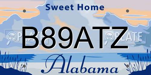 B89ATZ Alabama License Plate