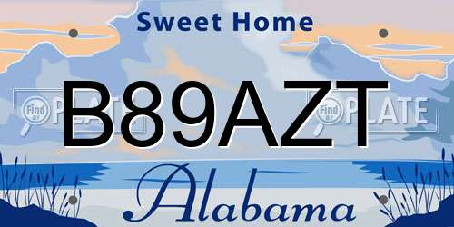 B89AZT Alabama License Plate