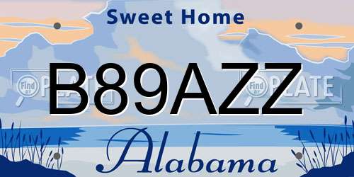 B89AZZ Alabama License Plate