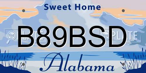 B89BSD Alabama License Plate
