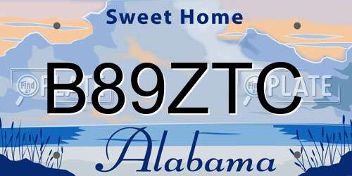 B89ZTC Alabama License Plate