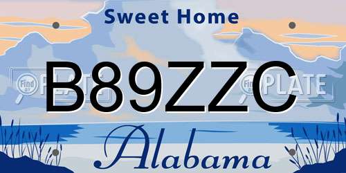 B89ZZC Alabama License Plate