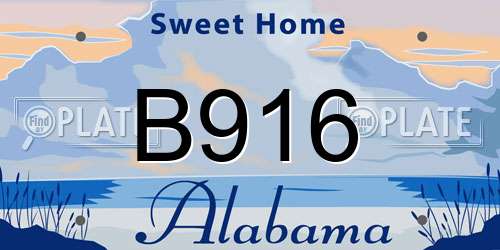 B916 Alabama License Plate