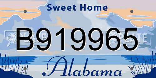 B919965 Alabama License Plate