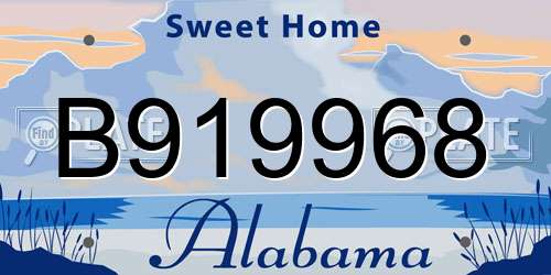 B919968 Alabama License Plate
