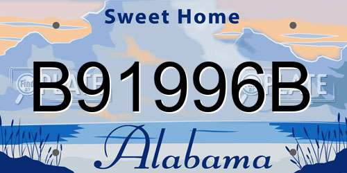B91996B Alabama License Plate