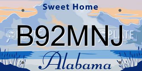 B92MNJ Alabama License Plate