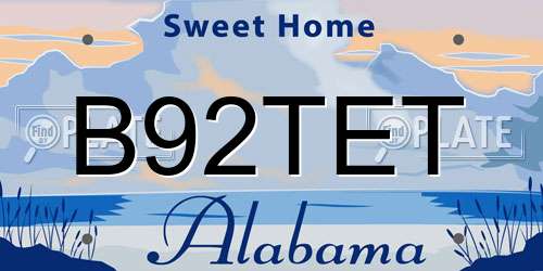 B92TET Alabama License Plate
