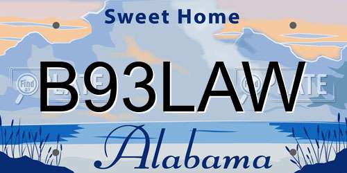 B93LAW Alabama License Plate