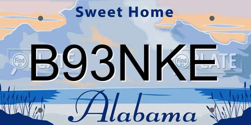 B93NKE Alabama License Plate