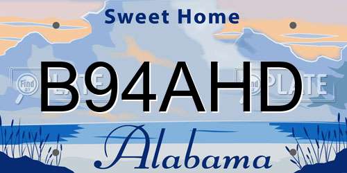 B94AHD Alabama License Plate