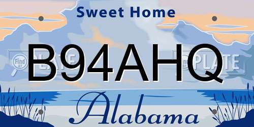 B94AHQ Alabama License Plate