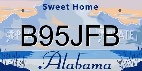 B95JFB Alabama License Plate